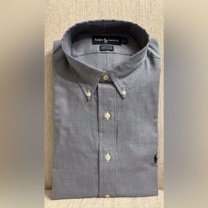 Ralph Lauren Navy and White Mini Check Button-Down Shirt